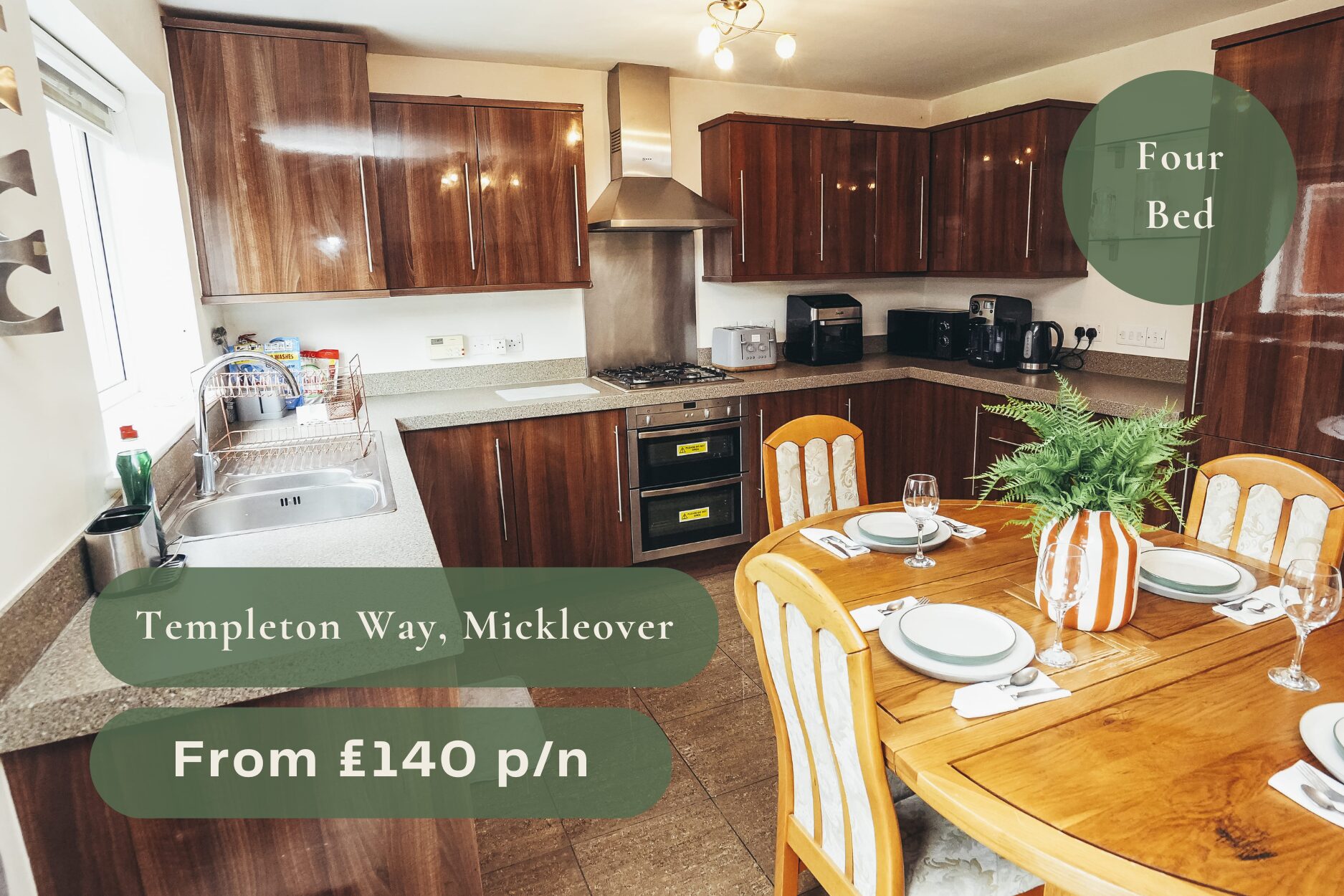 Mickleover serviced accommodation - four bedrooms